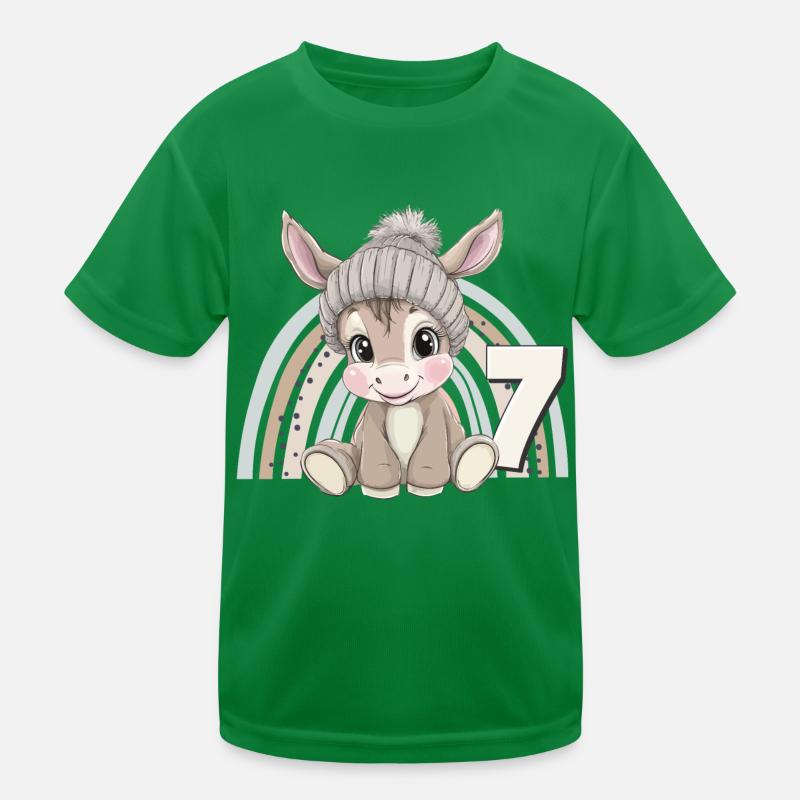 7. Geburtstag Esel Regenbogen Süß Niedlich Kinder Funktions-T-Shirt