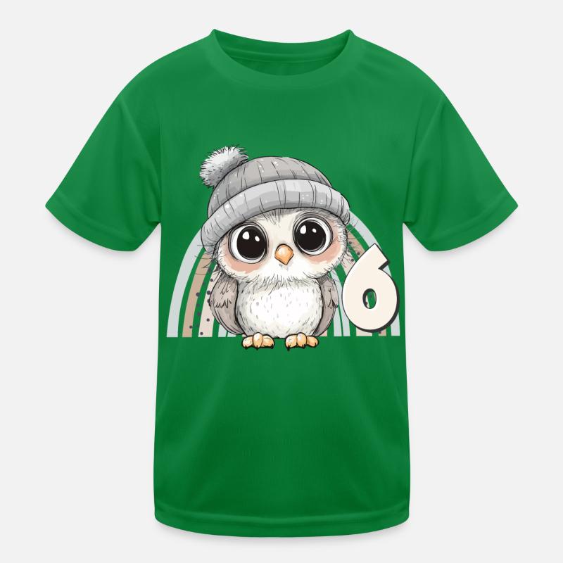 6. Geburtstag Eule Regenbogen Süß Niedlich Kinder Funktions-T-Shirt
