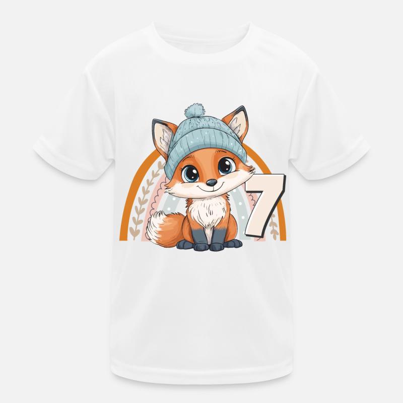 7ème anniversaire Renard Arc-en-ciel Mignon Mignon T-shirt sport Enfant