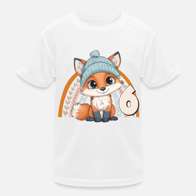 6ème anniversaire Renard Arc-en-ciel Mignon Mignon T-shirt sport Enfant