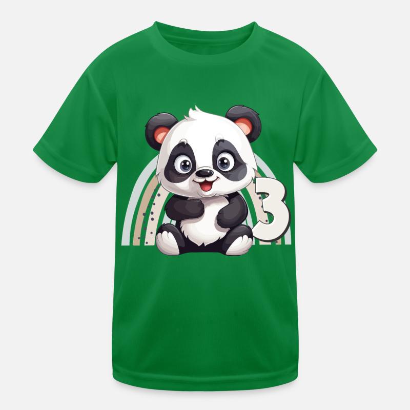 3ème anniversaire Panda Ours Arc-en-ciel Mignon Mignon T-shirt sport Enfant