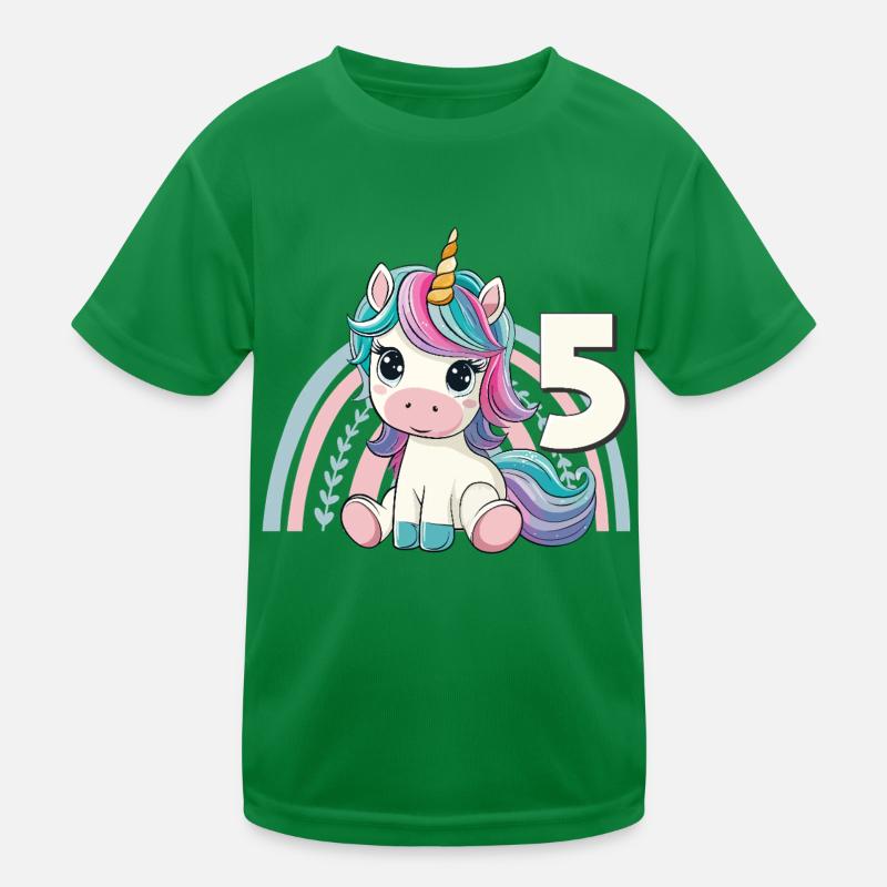 5. Geburtstag Einhorn Regenbogen Süß Niedlich Kinder Funktions-T-Shirt