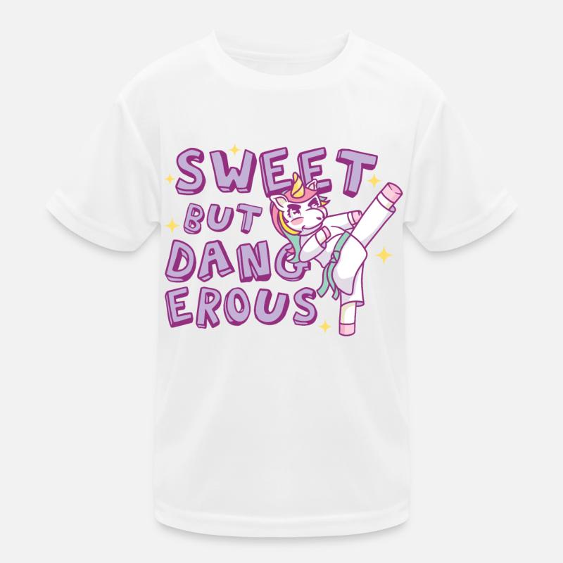 Süß aber gefährlich Karate Einhorn - Kinder Funktions-T-Shirt - Weiß