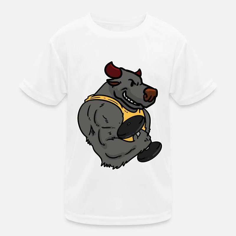 Bodybuilder Taurus Weight Training Lifting Dumbbell Biceps Kids Functional T-Shirt