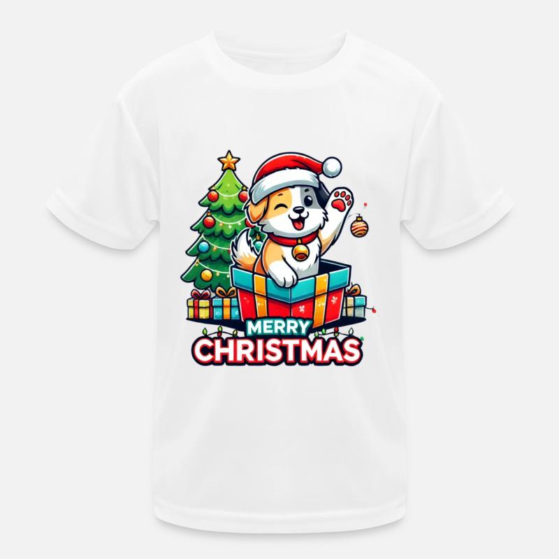 Hund Merry Christmas High Five 6 Kinder Funktions-T-Shirt