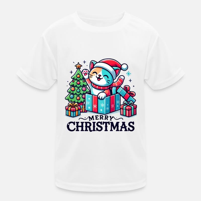Chat Joyeux Noël High Five 3 T-shirt sport Enfant