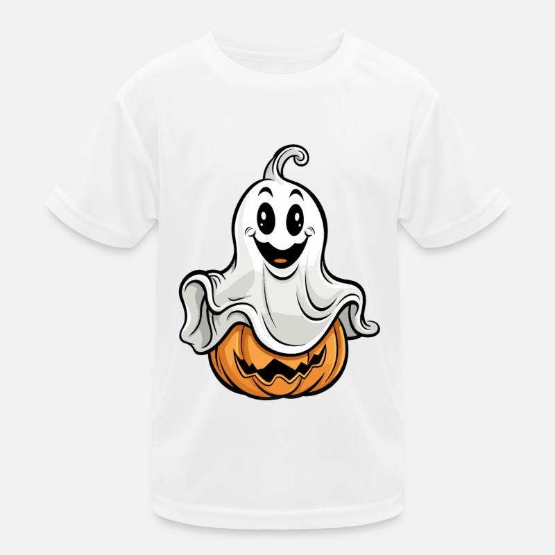 Ghost and Pumpkin Halloween Kids Functional T-Shirt
