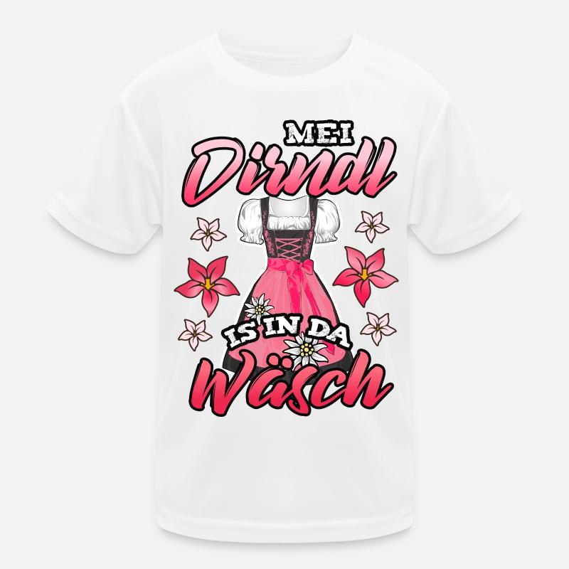 Mei Dirndl is in da Wäsch Kinder Funktions-T-Shirt