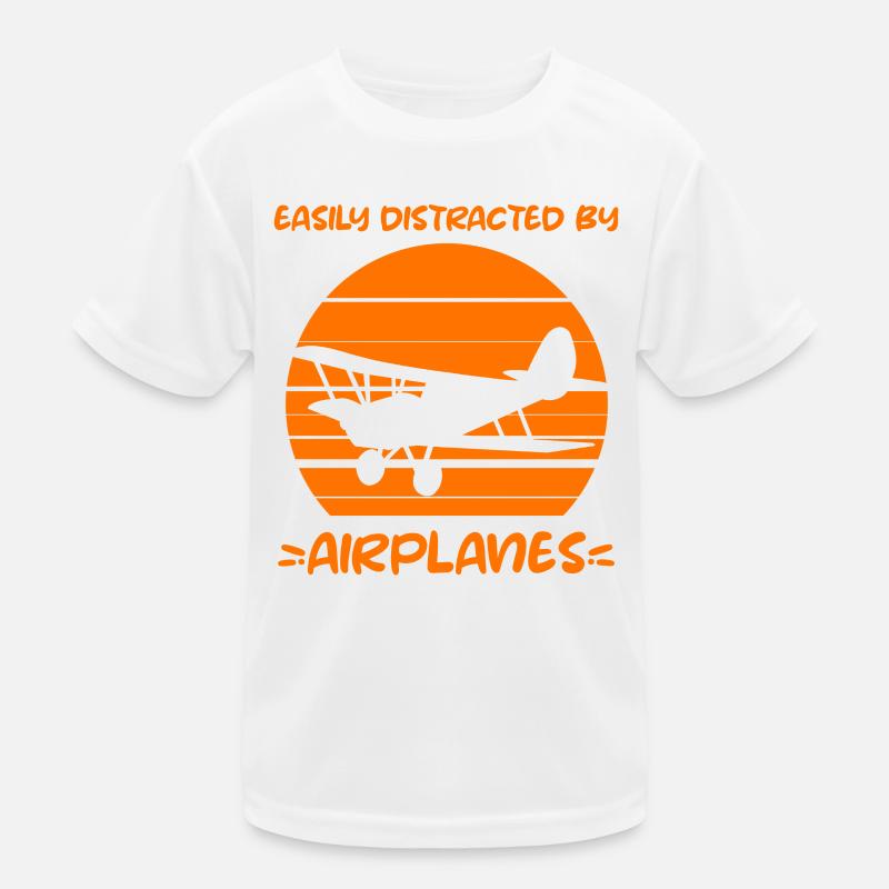 Airplane Pilot Flying Distracted I Gift Kids Functional T-Shirt
