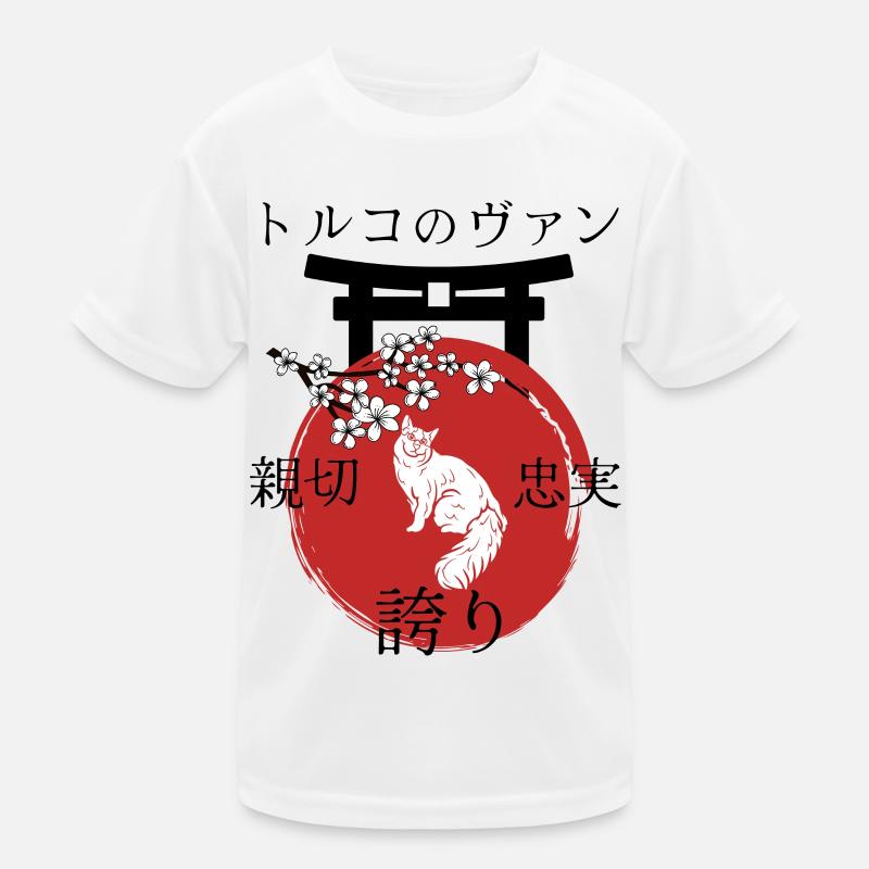 Turkish Van Cat Japan Kanji Style Kids Functional T-Shirt