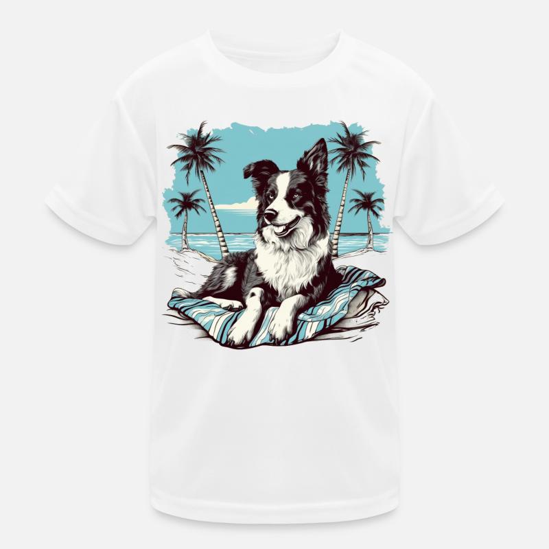 Border-Collie am Strand Kinder Funktions-T-Shirt