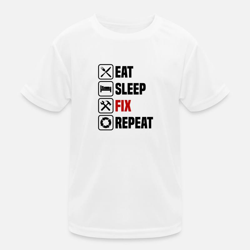 Eating, sleeping, fixing, repeating Kids Functional T-Shirt