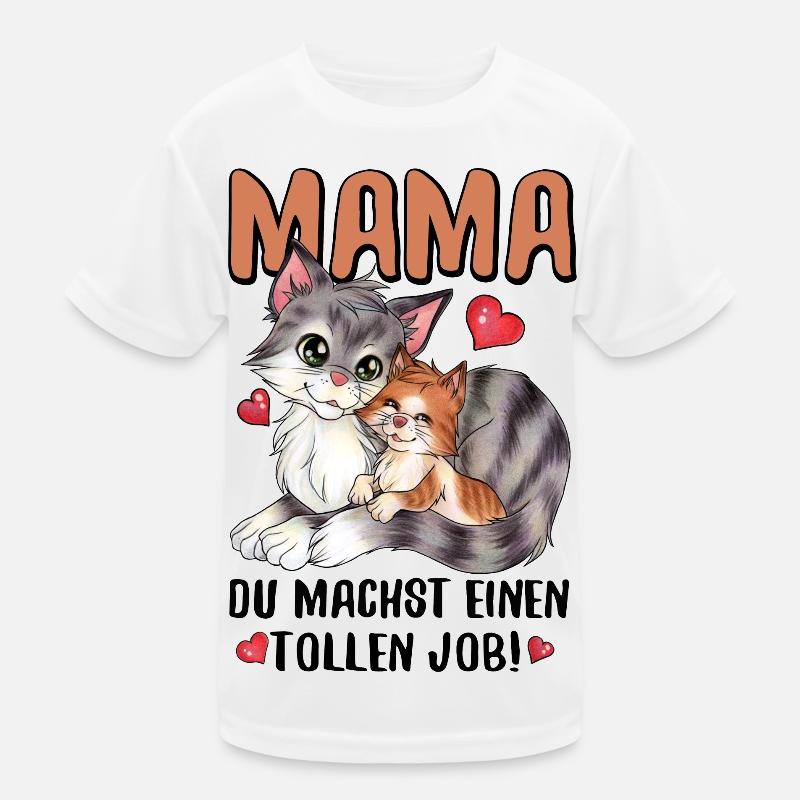 Mama, du machst einen tollen Job Muttertag Katze Kinder Funktions-T-Shirt