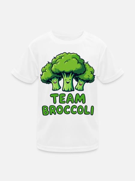 Broccoli, Vegetarian, Vegetables, Team Broccoli - Kids Functional T-Shirt - white - Front