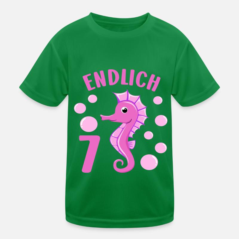 Seepferdchen Geburtstagshirt 7 Jahre Mädchen Kinder Funktions-T-Shirt