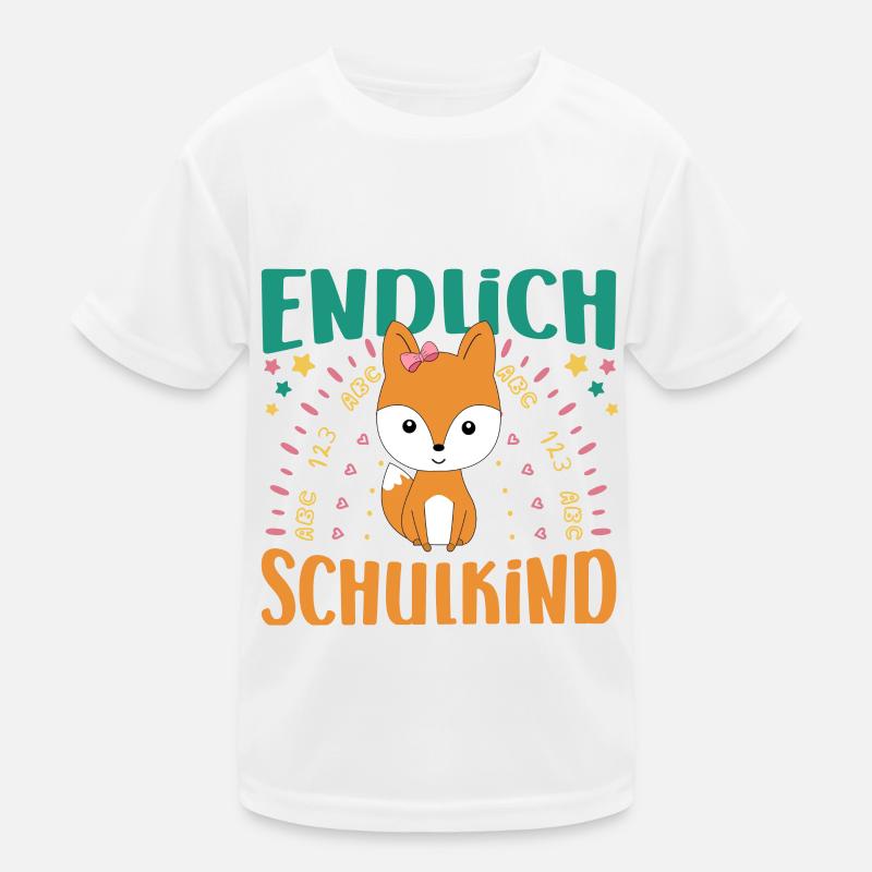 Einschulung Endlich Schulkind Mädchen Fuchs Kinder Funktions-T-Shirt