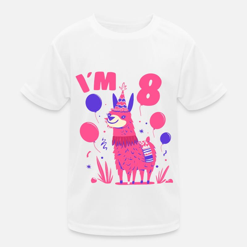 Motif d’anniversaire de lama mignon pour les filles I’m 8 Idée de cadeau T-shirt sport Enfant