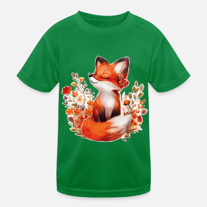 Renard avec des fleurs T-shirt sport Enfant