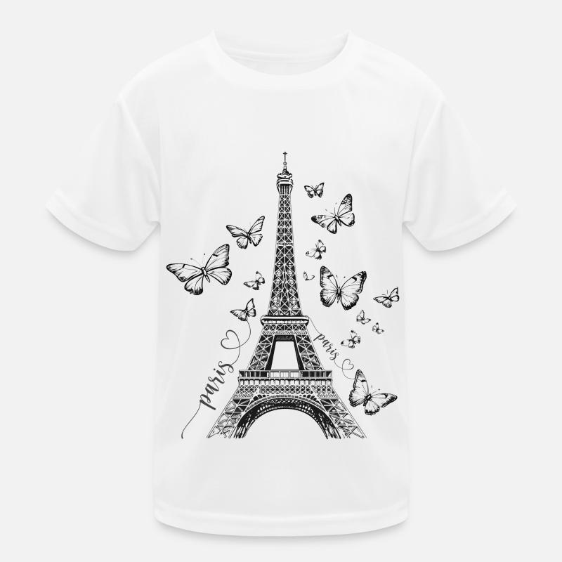 Paris Eiffelturm Frankreich Schmetterlinge Kunst Kinder Funktions-T-Shirt
