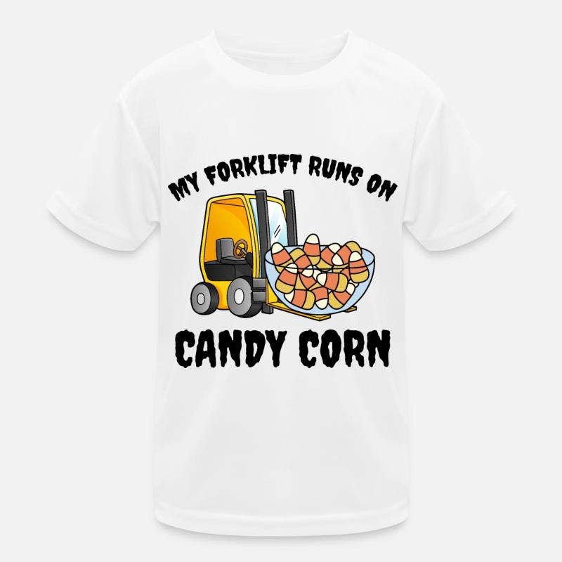 Halloween Gabelstapler Fahrer Candy Corn Kinder Funktions-T-Shirt