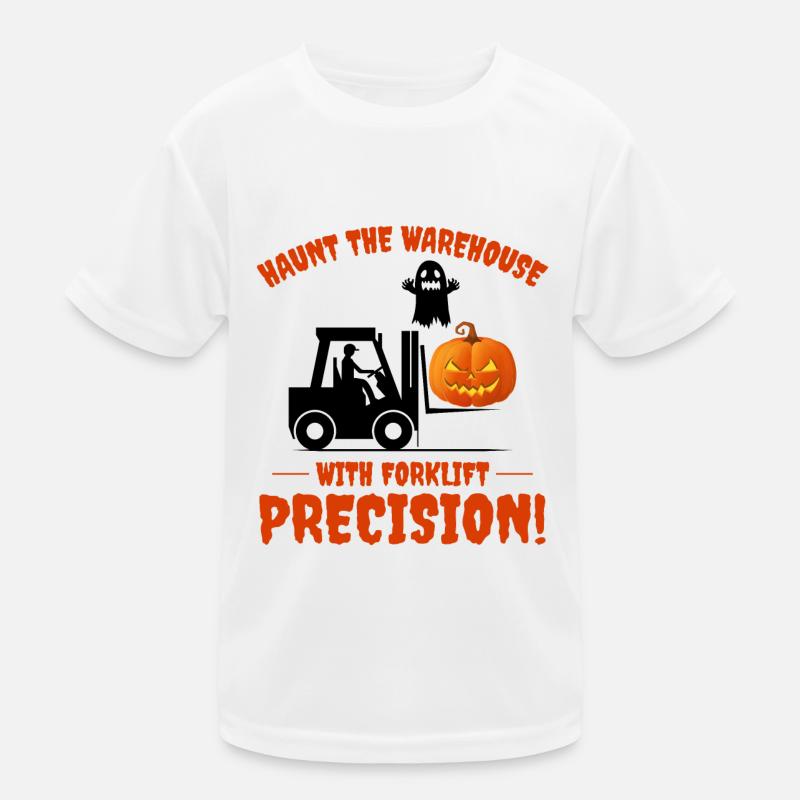 Halloween Ghost Forklift Operator Pumpkin Funny Kids Functional T-Shirt