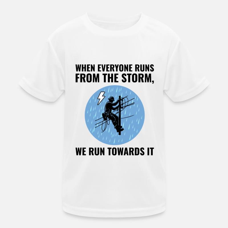 Lineman Storm Brave Dediziertes Helden-Stromnetz Kinder Funktions-T-Shirt