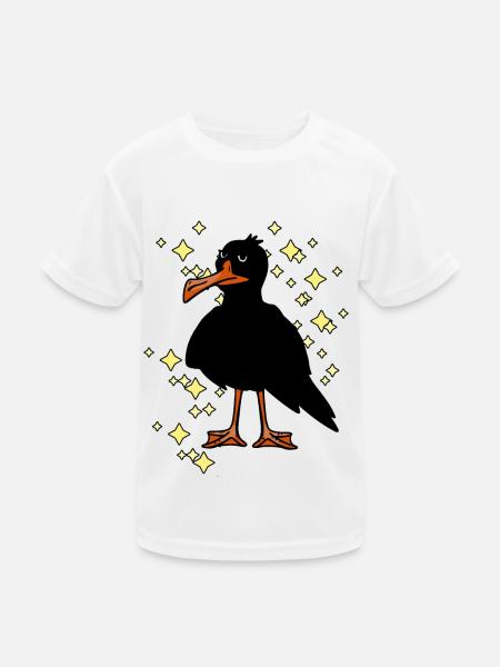 Pech Unglück Vogel Vögel Rabe Krähe - Kinder Funktions-T-Shirt - Weiß - Vorne