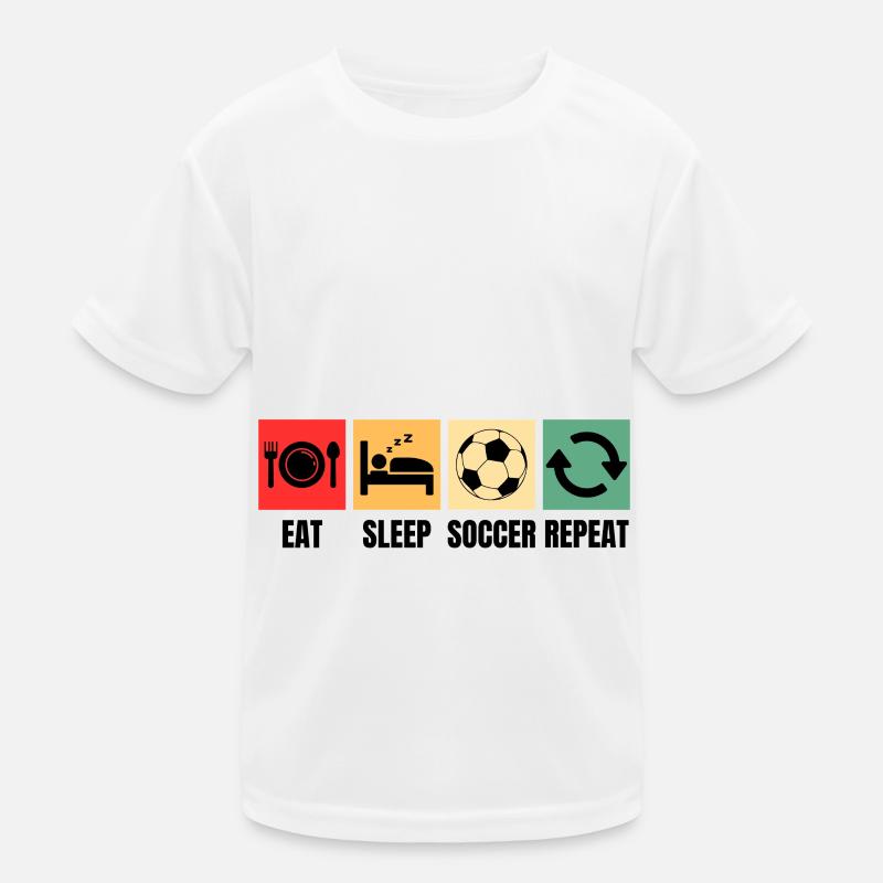 Fußball Spruch Eat Sleep Soccer Repeat Kinder Funktions-T-Shirt