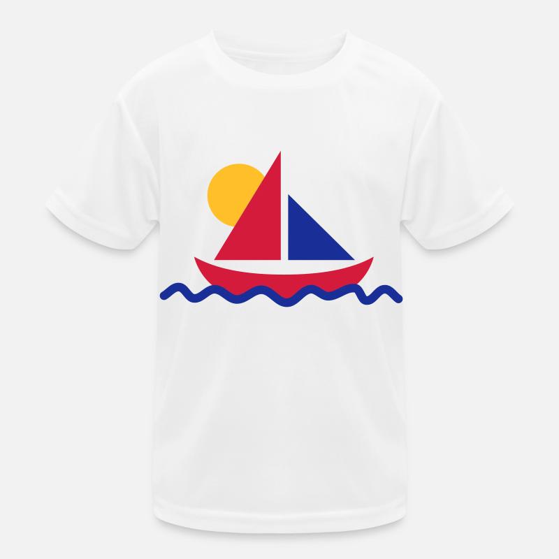 Segelboot mit Sonne Kinder Funktions-T-Shirt