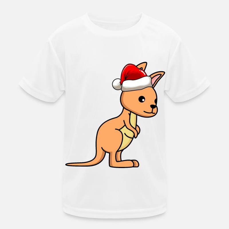 Kangaroo Comic Weihnachten - Kinder Funktions-T-Shirt - Weiß