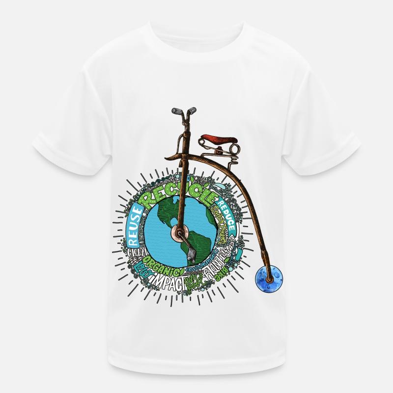 Save The Planet Earth Penny Farthing Bicycle Art Kids Functional T-Shirt
