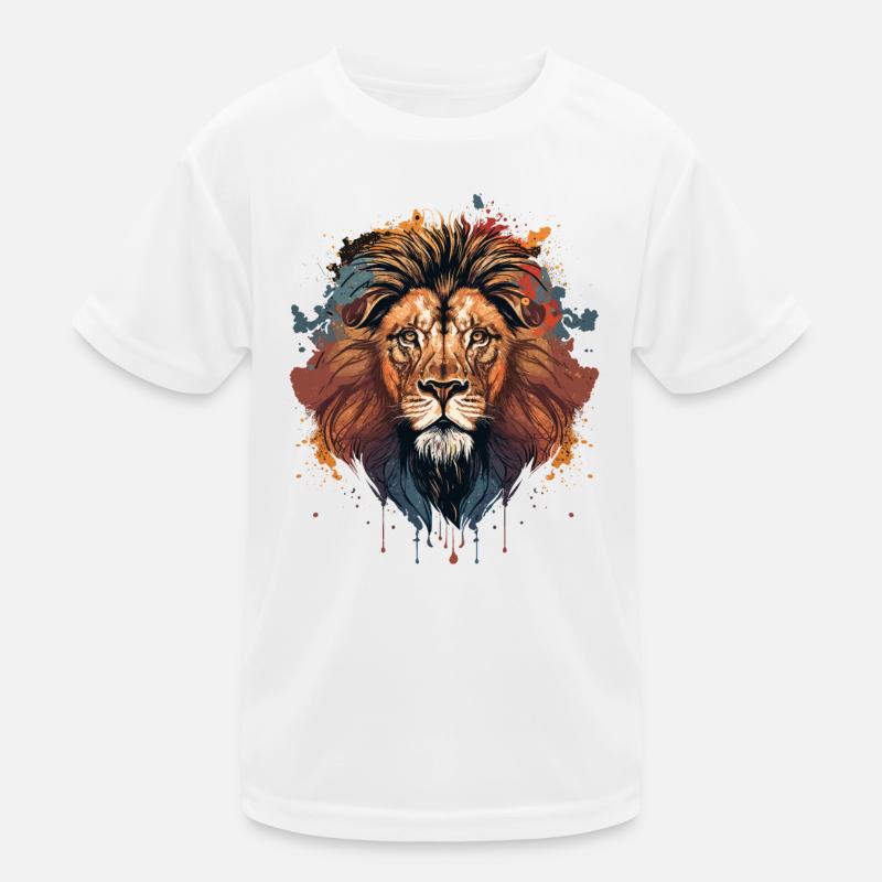 Buntes Löwengesicht Kinder Funktions-T-Shirt