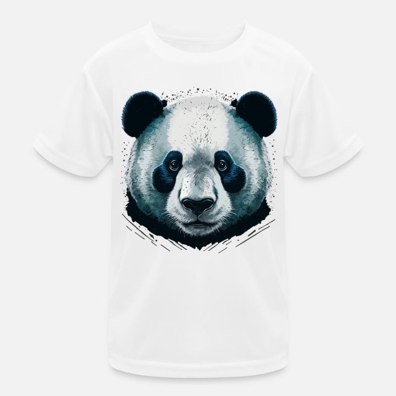 Realistic Panda Head Kids Functional T-Shirt