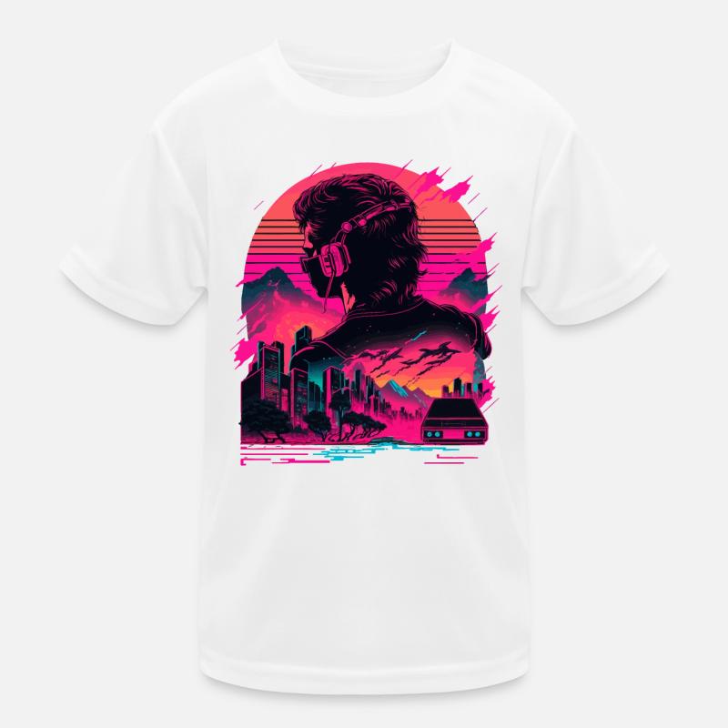 Synthwave-Raum Kinder Funktions-T-Shirt