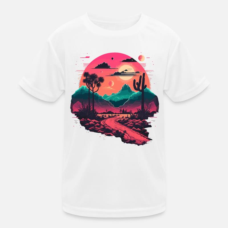 Synthwave-Gebirge Kinder Funktions-T-Shirt