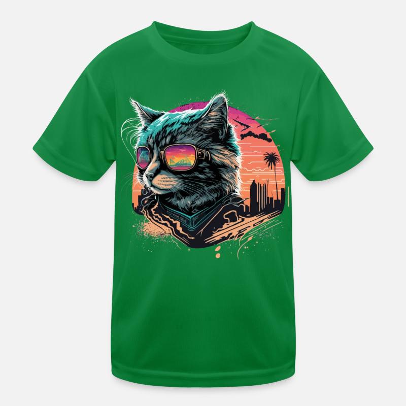 Chat de style synthwave T-shirt sport Enfant