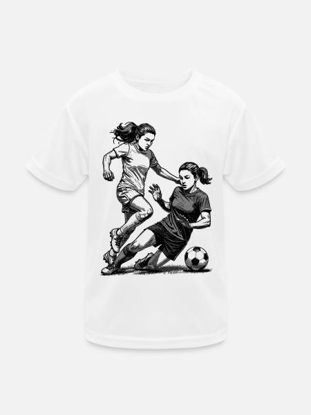 Duel sur le terrain ! Maillot pour footballeuses. - T-shirt sport Enfant - blanc - Devant