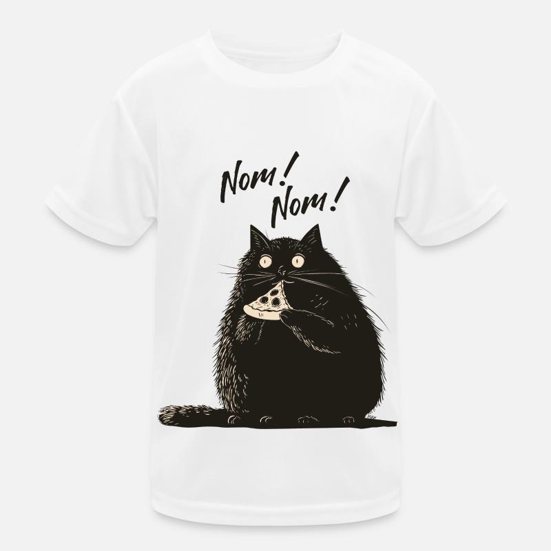 Mr. Catnip - Pizza NomNom - Kinder Funktions-T-Shirt - Weiß