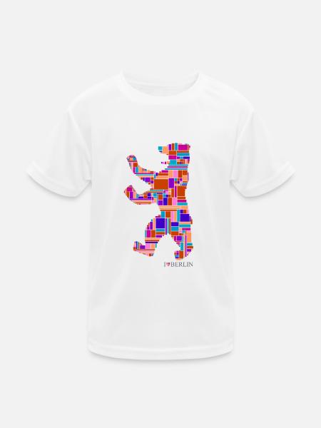 I Love Berlin Shirt - Berlin Bär Design - Berlin - Kinder Funktions-T-Shirt - Weiß - Vorne