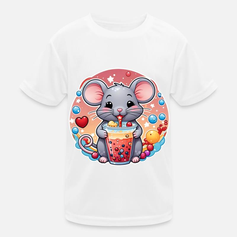 Little Cute Mouse with Refreshment and Straw Kids Functional T-Shirt