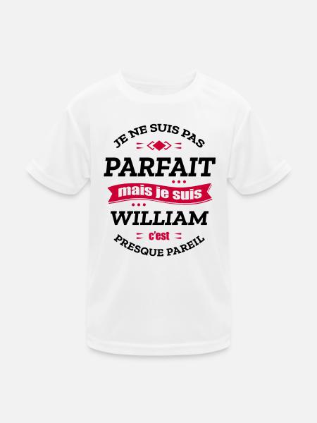 WILLIAM PARFAIT - PRENOM WILLIAM - T-shirt sport Enfant - blanc - Devant