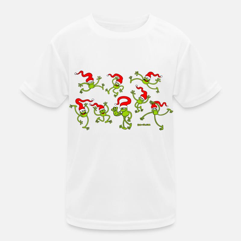 Christmas Frogs, dancing, jumping and celebrating! Kids Functional T-Shirt