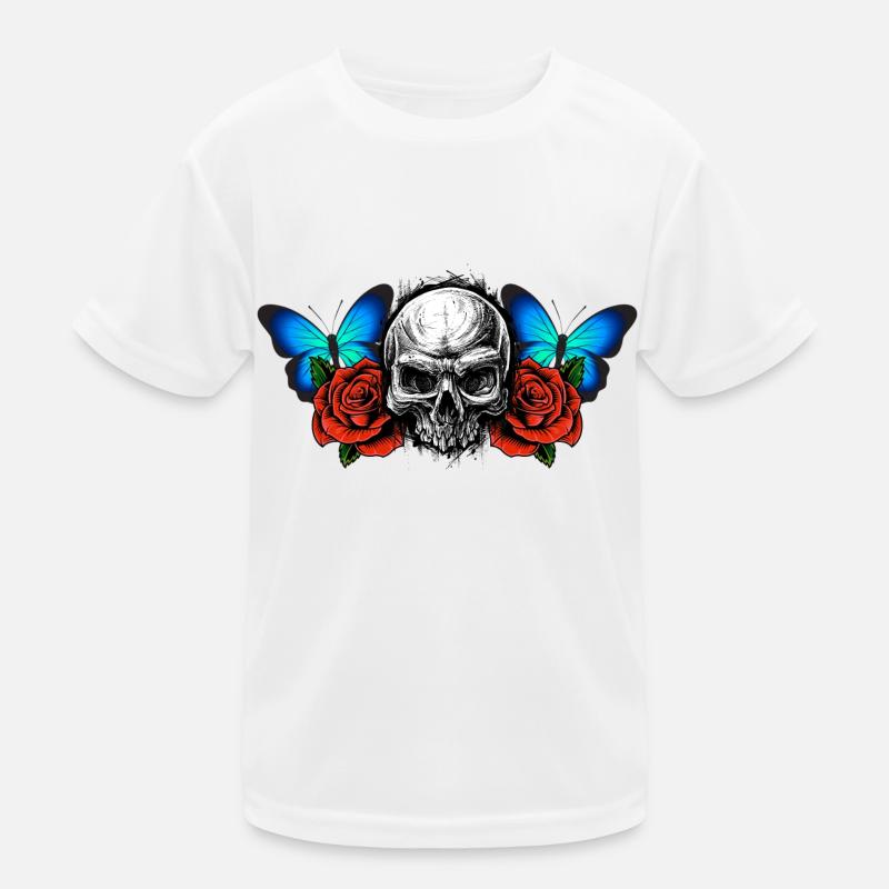crâne crâne crâne de rose fleurs papillon T-shirt sport Enfant