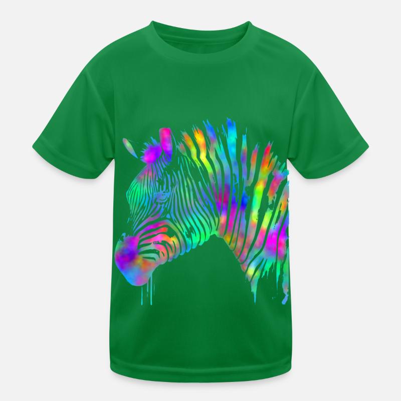 Zebra painted in watercolor – Rainbow Kids Functional T-Shirt