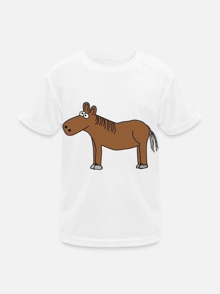 Pferde - Kinder Funktions-T-Shirt - Weiß