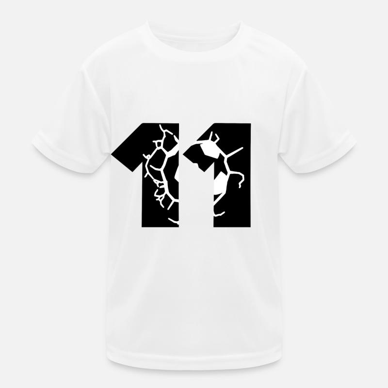 Fussball Trikot Nummer 11 - Kinder Funktions-T-Shirt - Weiß