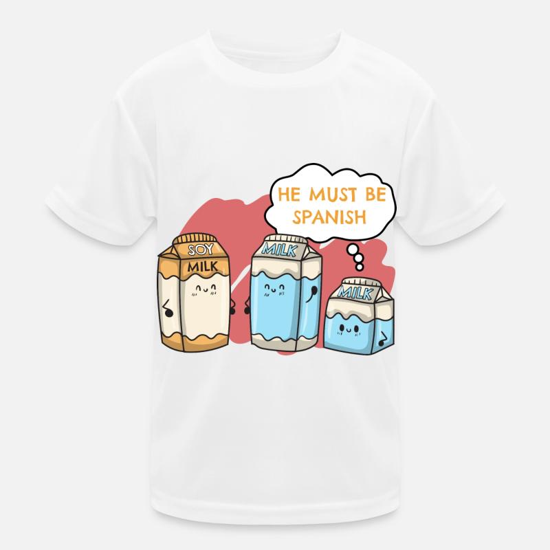 Vegan Vegetarier Sojamilch Soy Spanisch I Geschenk Kinder Funktions-T-Shirt