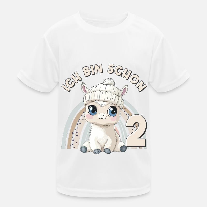 2ème anniversaire Alpaga Lama Arc-en-ciel Mignon Mignon T-shirt sport Enfant
