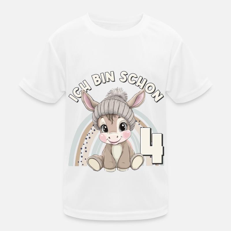 4. Geburtstag Esel Regenbogen Süß Niedlich Kinder Funktions-T-Shirt