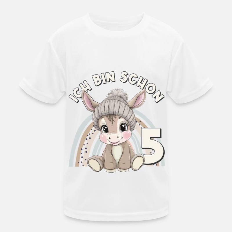 5. Geburtstag Esel Regenbogen Süß Niedlich Kinder Funktions-T-Shirt